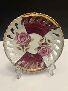"Platillo de 5"" Lusterware Rose patrón borde reticulado hecho en Japón" - Imagen 1 de 3