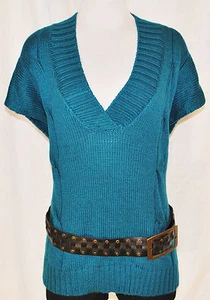 De Colección Años 90 CHIC Azul Cuello en V Tanque Acosado Capas Suéter Chaleco Prenda para el torso Camisa Talla XL - Imagen 1 de 7