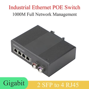 1000M SFP Full Managed Industrial Transceiver 2 SFP to 4 POE Fiber Optic Switch - Picture 1 of 11