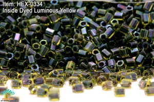 Miyuki Hexagon 2 Cut 11/0 Inside Dyed Luminous Yellow Hex-0334 - Picture 1 of 1