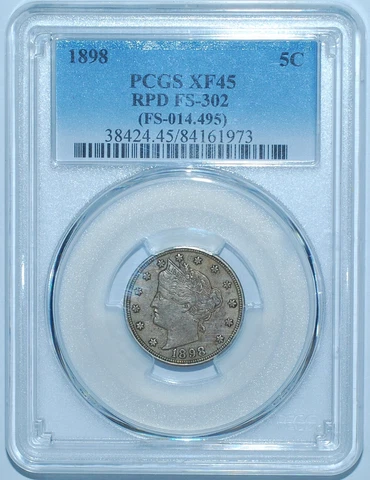 1898 PCGS XF45 FS-302 RPD Repunched Date Liberty V Nickel Cover