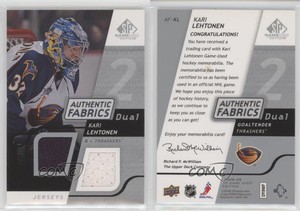 2008-09 SP Game Used Edition Authentic Fabrics Dual Kari Lehtonen #AF-KL