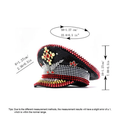 蒸汽朋克节日船长帽子假面舞会水钻闪光铆钉帽万圣节 — 第 1/4 张图片