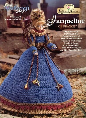Jacqueline of France 11 1/2' Fashion Doll Crochet Leaflet 972514 Needlecraft - Image 1 of 2