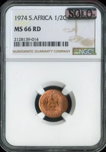 1974 South Africa Half Cent 1/2C NGC MS66 RD SOLO Quality - Picture 1 of 2