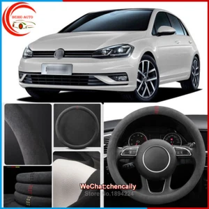 For Volkswagen Golf Black Alcantara Suede Car Steering Wheel Cover Car Styling - Picture 1 of 10