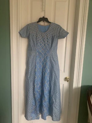 Indian Large size Sky blue high quality Anarkali Gown Long Dress LARGE - Image 1 of 4