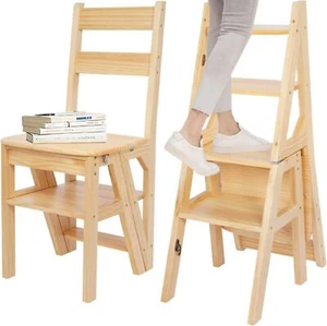 2in1 Bibliothekstuhl Treppenstuhl Leiterstuhl Stuhlleiter Klappbarer Trittstuhl - Bild 1 von 17