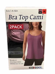 32 Degrees Cool Women's 2 pack Bra Top Cami, Black/HT.Plum, Size M - Picture 1 of 2