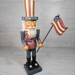 Nutcracker Uncle Sam American USA Wooden Handpainted 15" Christmas