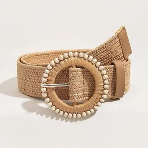 Women's Boho Straw Belt– Chic Woven Beach Accessory for Dresses & Summer Outfits - Picture 1 of 27