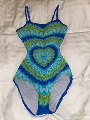 SAND N’ SUN Blue + Green Tye Dye One-Piece Swimsuit Kids Size 16-18 - Image 1 of 2
