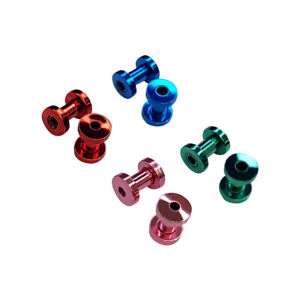 Pair of Screw Fit Ear Plugs Gauges Ion Plated Titanium Pink Blue Green Red Color