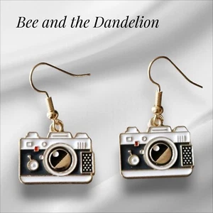 Retro Camera Enamel Dangle Earrings ~ Photography Gift. - Picture 1 of 7