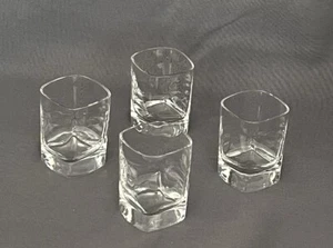 VINTAGE Set of 4 SQUARE Shot Glasses • 2-1/2” Tall x 1-5/8” Clear Glass - Picture 1 of 5