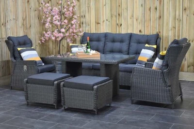 Valencia verstellbares Dining Lounge Set, 3er mit Esstisch und 2 Hocker, stei... - Bild 1 von 4