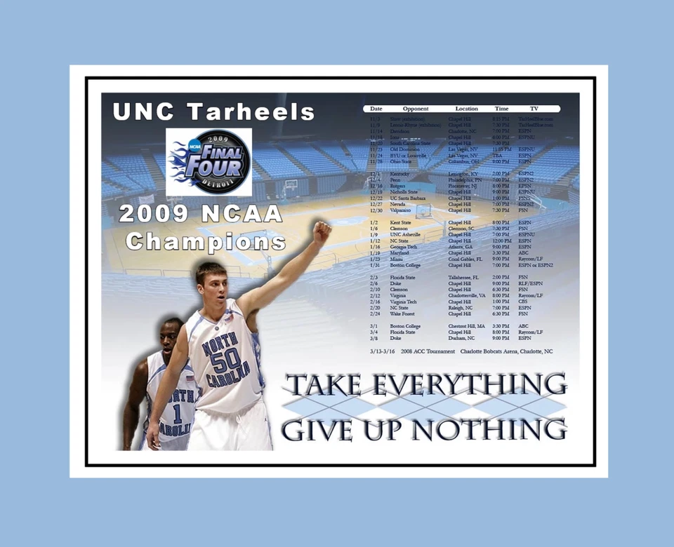UNC TAR HEELS 2009 FINAL 4 CHAMPIONS MATTED PIC OF HANSBROUGH TAKE EVERYHING #2 - Image 1 of 1