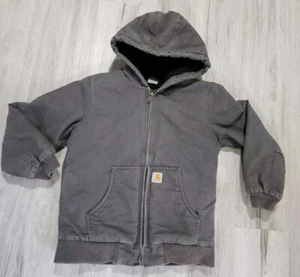 Carhartt Jacket Boys Size L (15-16) Duck Active Full Zip Canvas Distressed Gray - Picture 1 of 14