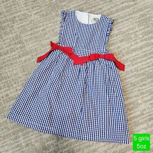 Cecil & Lou gingham cotton dress red white blue bow size 5 - Picture 1 of 10
