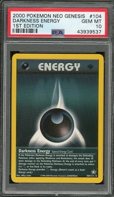2000 Pokemon Neo Genesis 1st Edition #104 Darkness Energy PSA 10 Gem Mint - Image 1 of 2