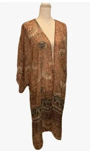 Knox Rose Sheer Floral Kimono Cardigan Cape Duster Romantic Flowy Size Large - Picture 1 of 16