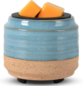 Ceramic Texture 2-In-1 Classic Fragrance Warmer Wax Melter Electric, Blue Brown - Picture 1 of 6