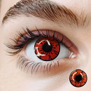 Red Psychopath - rote Motivlinsen Cosplay Halloween Psycho Augen LuxDelux - Bild 1 von 4