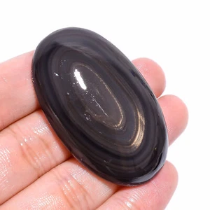 Natural Black Eye Obsidian Oval Shape Cabochon Loose Gemstone 105 Ct. 51X32X9 mm - Picture 1 of 1