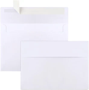50 Packs 5X7 Envelopes, White A7 Envelopes for Invitations, Printable, Self Seal - Picture 1 of 12