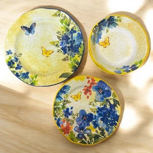 Pier One Floral Butterfly Melamine Dinnerware Plates Bowls Cottagecore SPA Free - Picture 1 of 8