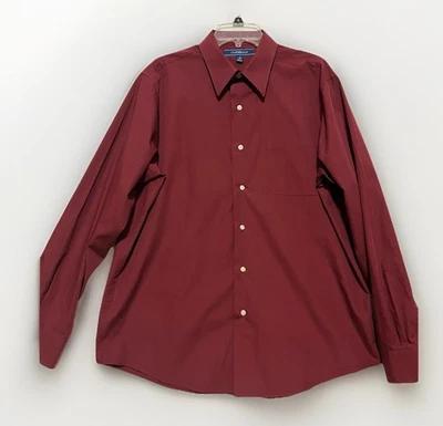 Camisa de vestir Croft & Barrow para hombre calce clásico manga larga con botones granate lg Foto 1 de 4