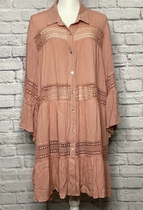 Cloth & Portrait Womens Size XXL Pink Summer Lace Long Sleeve Dress Boho Prairie - Picture 1 of 7