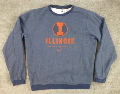 Nike Illinois Fighting Illini Sudadera Adulto Mediana Azul Gris Cuello Redondo Nike Foto 1 de 4