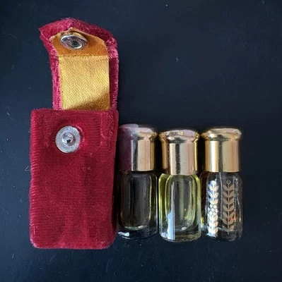 3 ВИНТАЖНЫХ парфюмерных масла ASGHARALI с одной бархатной коробкой - Изображение 1 из 4