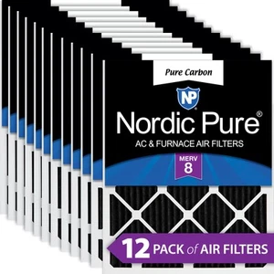 16x25x1 (15_1/2x24_1/2) Pure Carbon Odor Reduction Furnace Air Filters 12 Pack - Picture 1 of 7