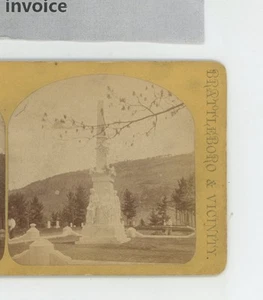 James Fisk Monument Porspect Hill Brattleboro VT Vermont Stereoview c1870 - Picture 1 of 3