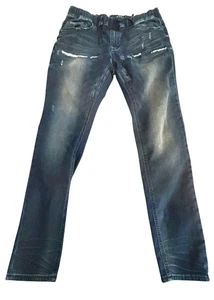 Pantalones de mezclilla Lee Cooper para hombre azules desgastados elásticos Colin pierna ajustada W33x30 cordón - Imagen 1 de 12