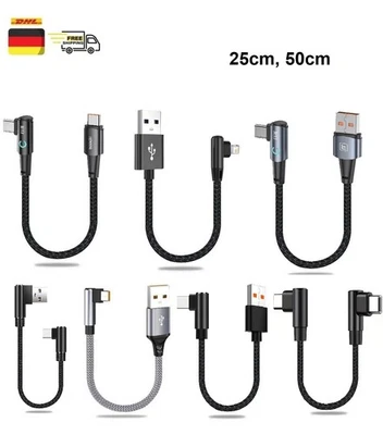 Typ C USB-C USB Kurz 90° Winkelkabel schnell Ladekabel für Samsung Huawei - Bild 1 von 4
