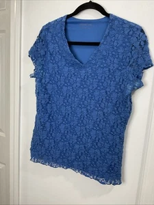 Coldwater Creek Blue Blouse Top:Nylon , Spandex. Lining: Polyester - Picture 1 of 4
