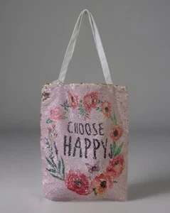 Sequined Canvas White Shopper Tote Bag by 2Chic Company - Picture 1 of 9