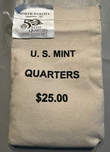 2006-D North Dakota State Quarter 25c Original Mint Sewn Bag 100 coins $25 - Picture 1 of 3