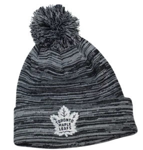 Toronto Maple Leafs NHL Gray & Black Knit Pom Pom Beanie Winter Hat by Fanatics - Picture 1 of 2