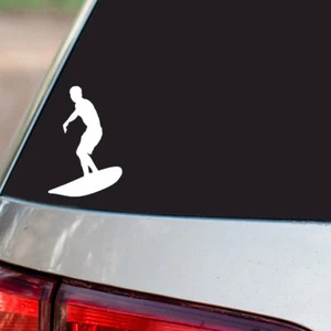 Surf Sticker Surfing Watersports S14 all chrome & regular vinyl colors - Picture 1 of 2