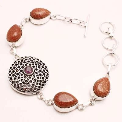 Pulsera enchapada en plata con piedras preciosas de sol hecha a mano joyería regalo 19 Gms BR-0936 Foto 1 de 3