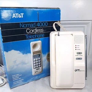 Vintage AT&T Nomad 4000 Cordless Telephone ATT phone almond Original Box 1984 - Zdjęcie 1 z 17