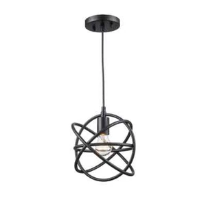 Bel Air Lighting Viewridge 1-Light Black Mini Pendant Light Fixture w/Metal Orb - Picture 1 of 11