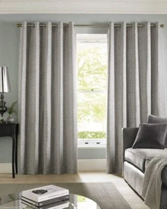 Cortinas forradas con ojales de oruga de diseñador de El Cairo en gris plateado o huevo de pato - Imagen 1 de 4