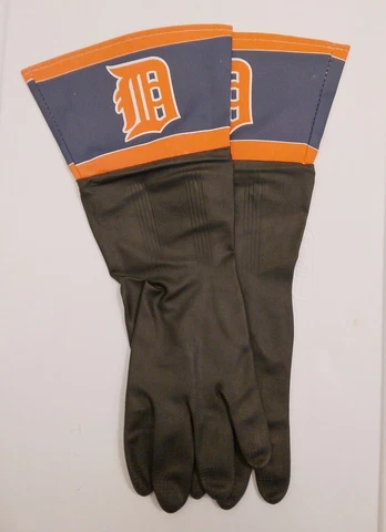 Detroit Tigers Team Dish Rubber Gloves MLB Baseball NWT Black Cover