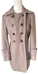 Kenneth Cole New York Wool Blend Brown Gray Long Winter Coat Jacket Sz 4 Pockets - Picture 1 of 21