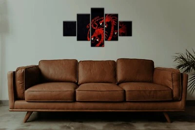 Arte de parede com estampa de tela 5 peças decoração moderna sala de estar casa do dragão emoldurada - Imagem 1 de 4